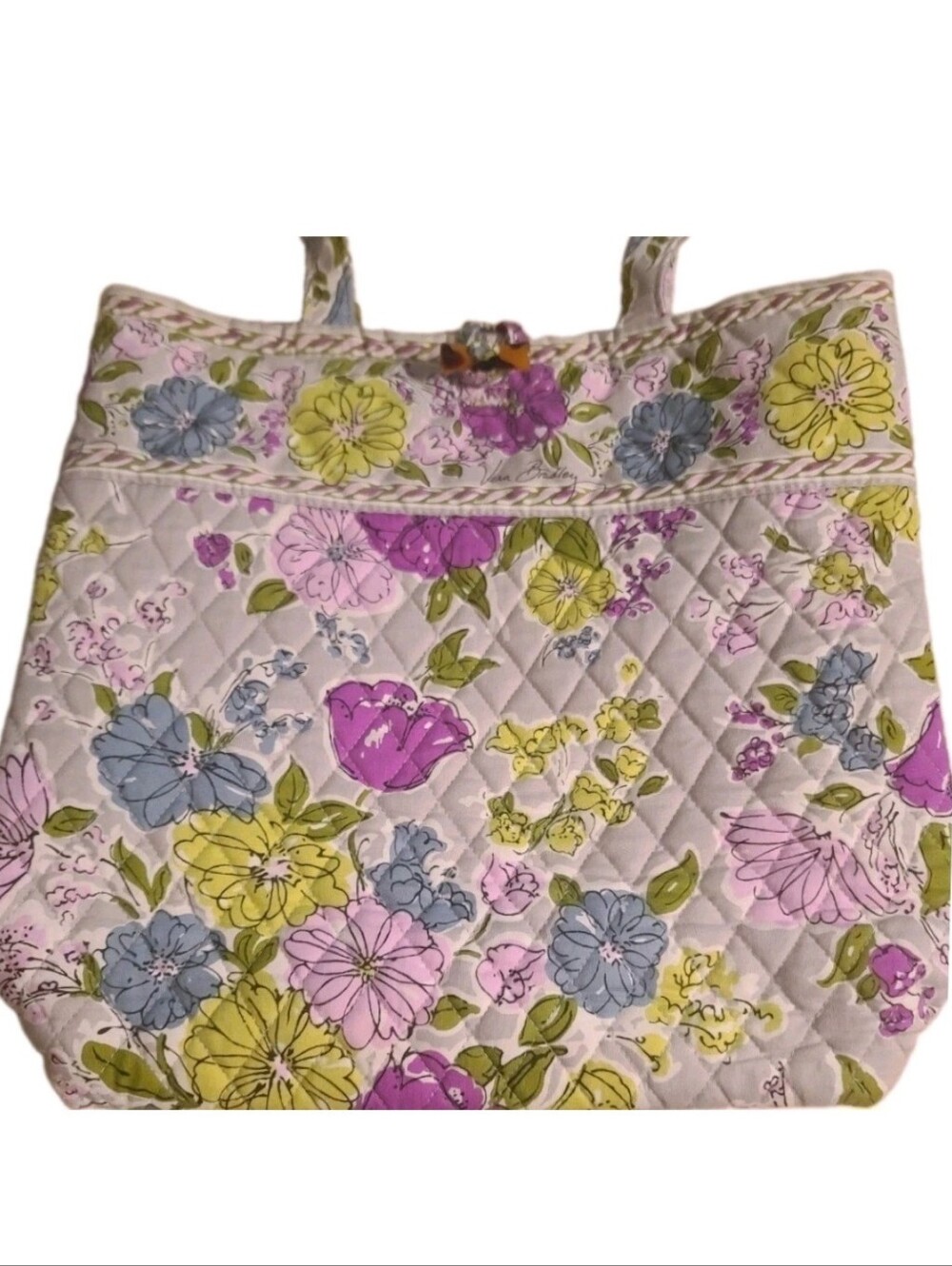 Vera Bradley Watercolor Floral Shoulder Tote Bag with toggle Retired Design NWOT